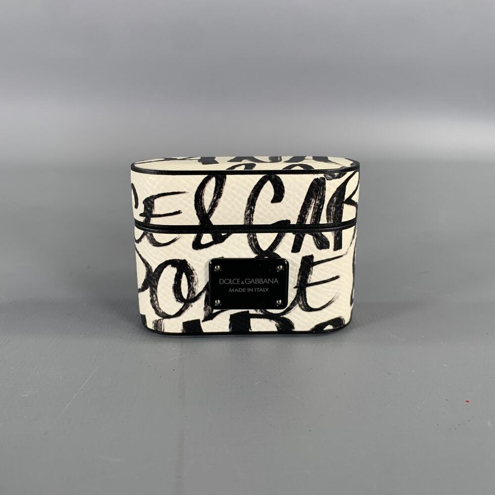 DOLCE & GABBANA White Black Leather AirPod Case